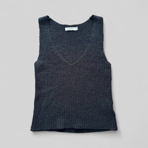 MOD REF Black V-Neck Ribbed Knit Sweater Vest Sleeveless Size S Dark Academia